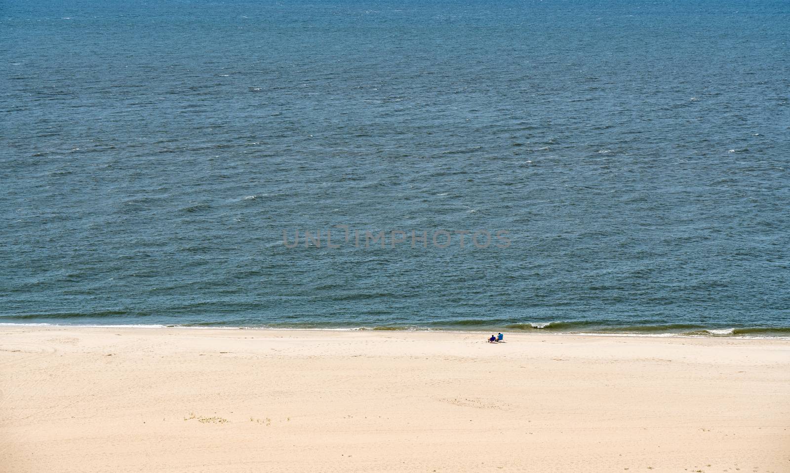 Empty beach scene on the coast at Cape May Point in New Jersey