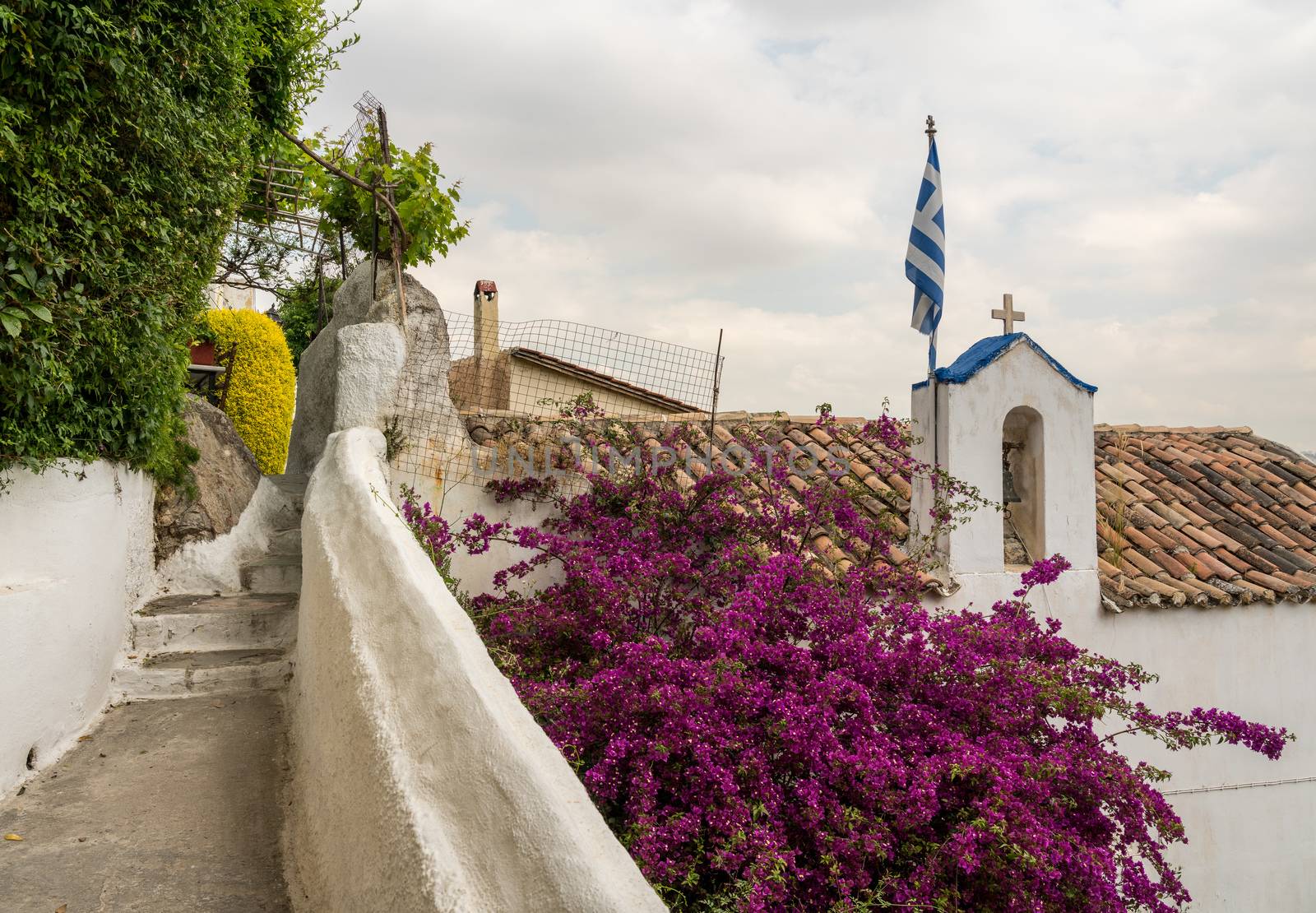 St George on the Cliff church in ancient district of Anafiotika in Athens just below the Acropolis