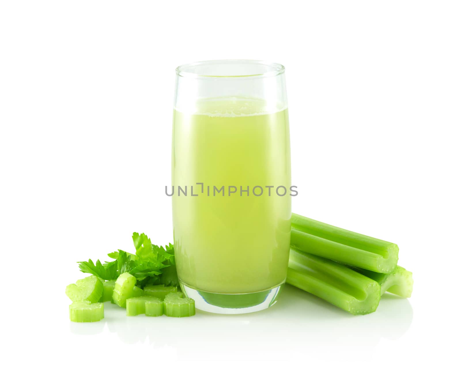 Fresh celery vegetable isolated on white background, food for health