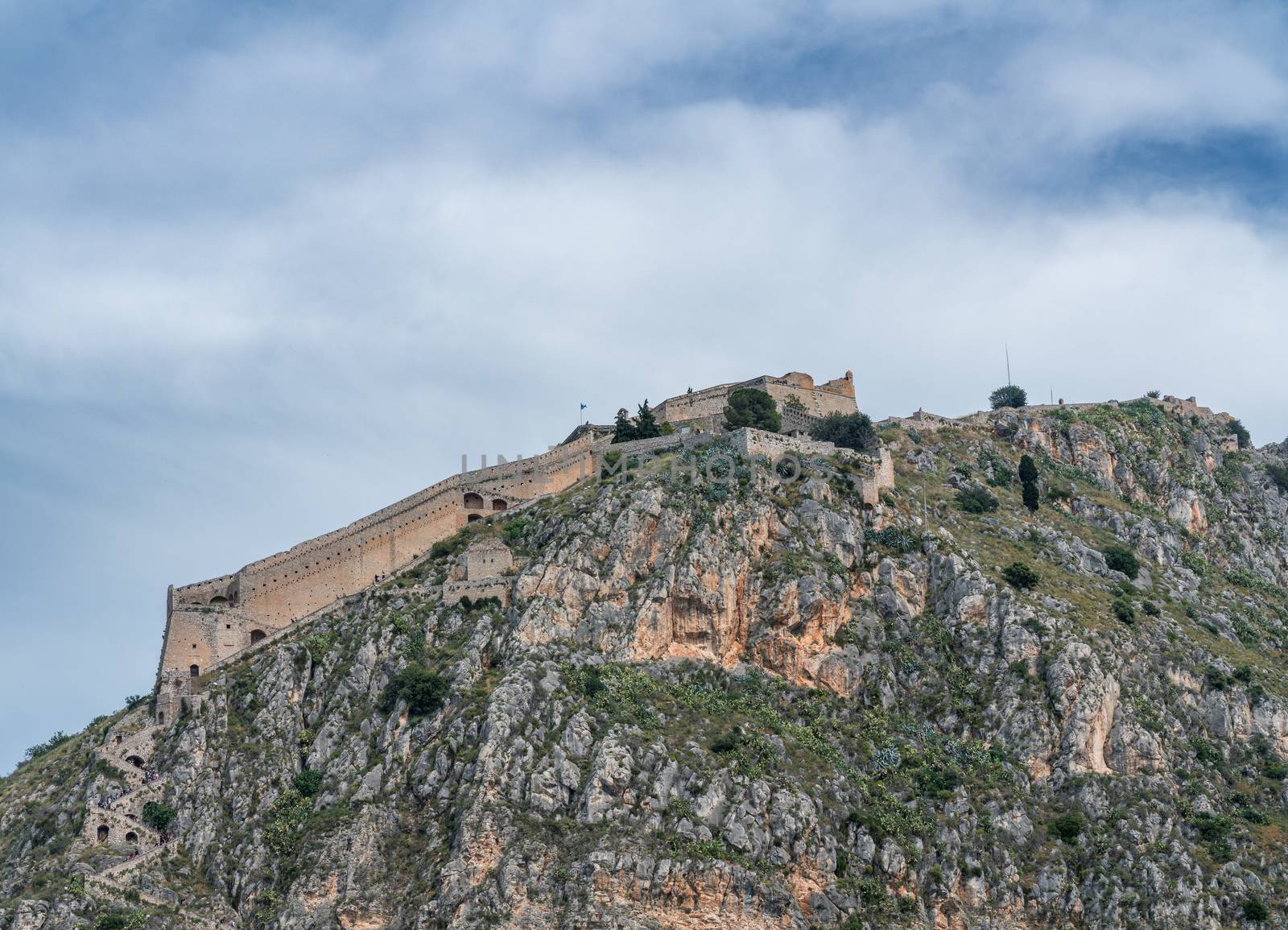 Hilltop fortress of Palamidi above the city of Nafplio in Greece