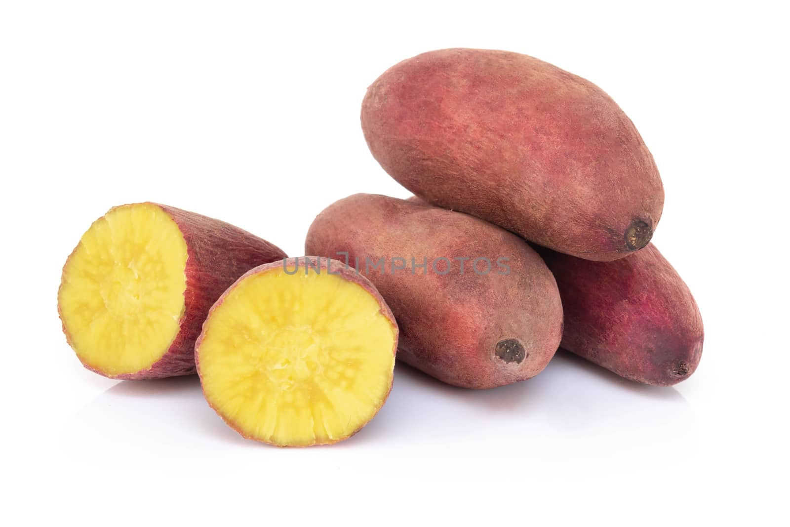Sweet potato boil isolated on white background, food healthy diet concept