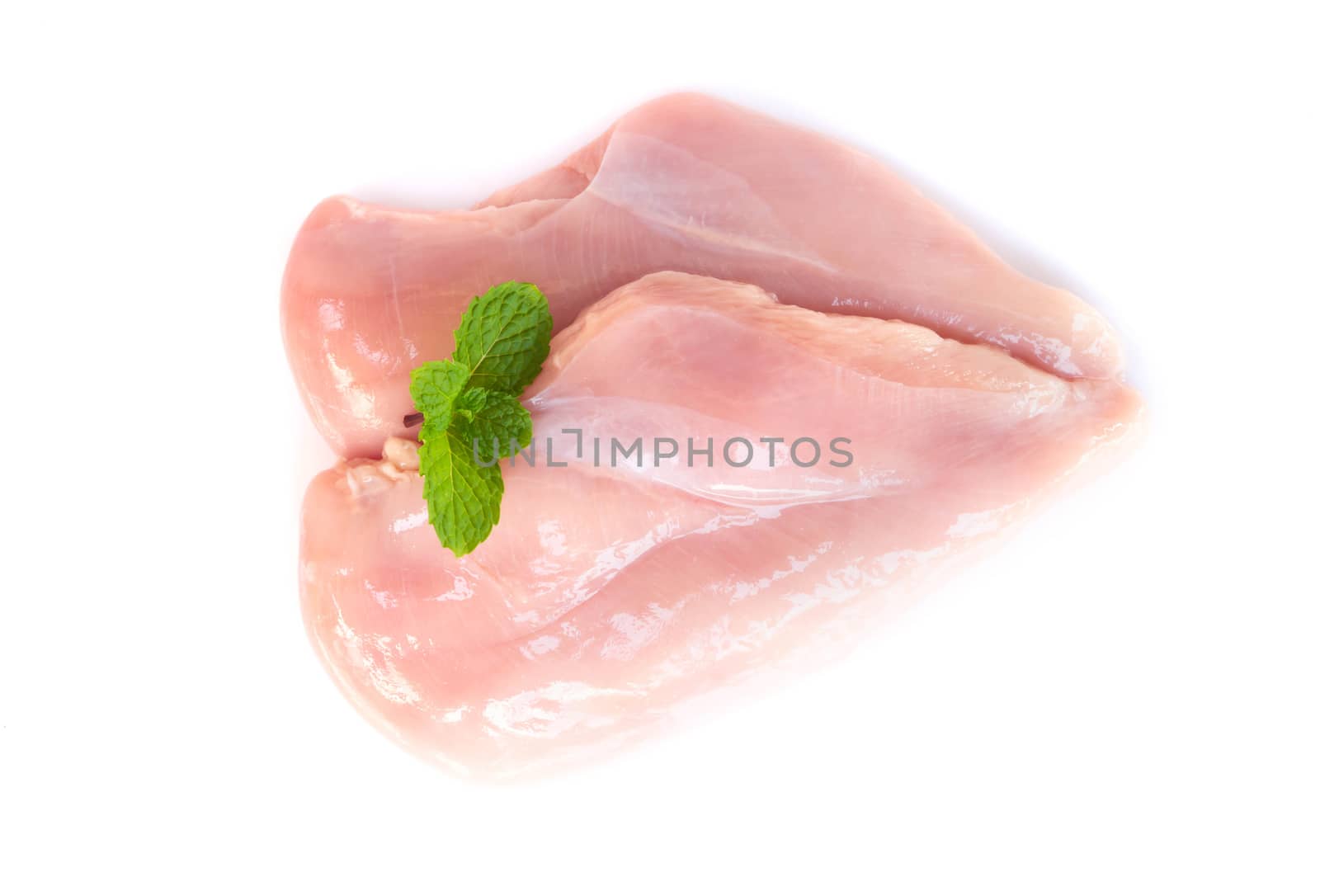 Raw chicken breast isolated on white background, ingredient for make cooking