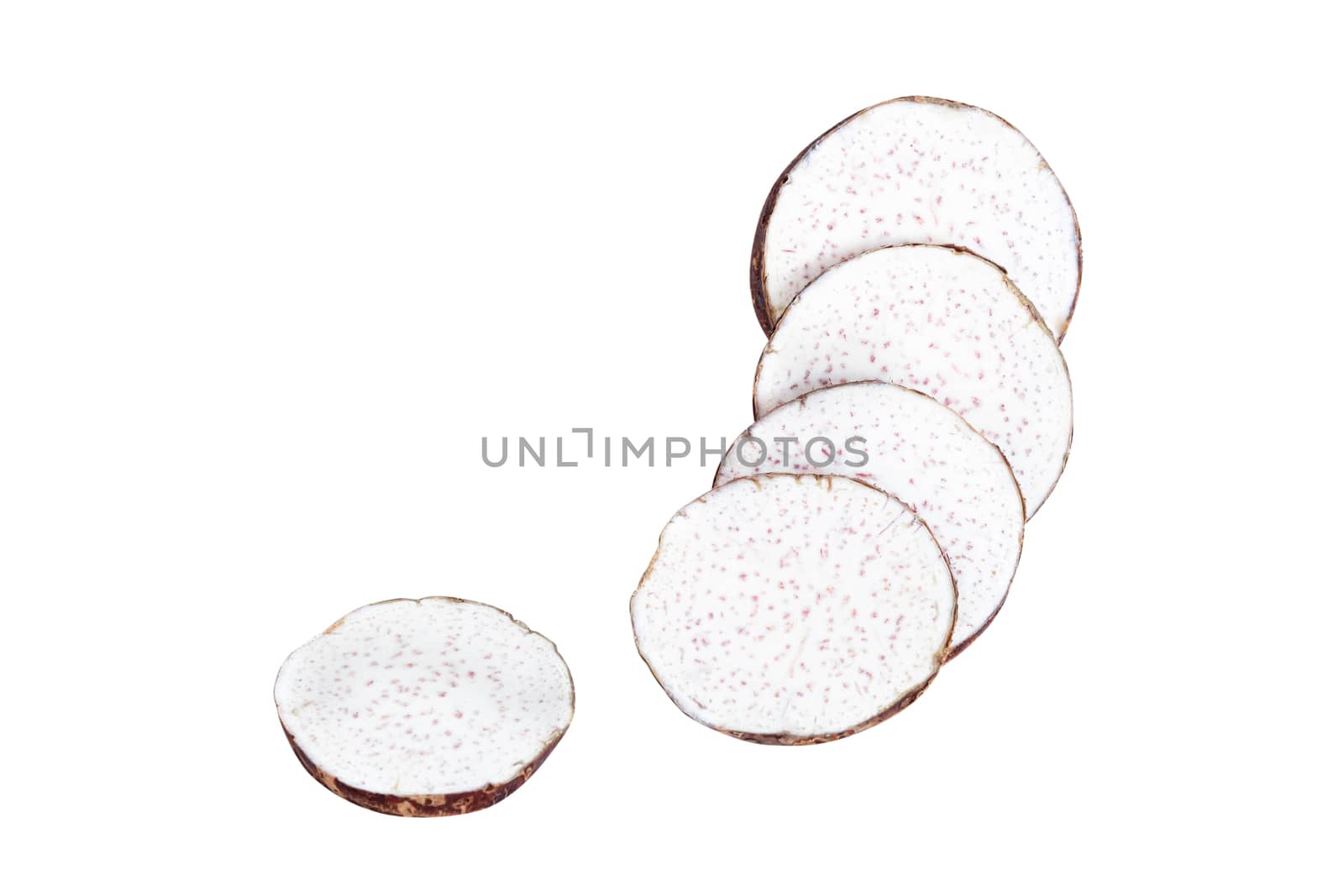 Taro root with sliced isolated on white background by pt.pongsak@gmail.com