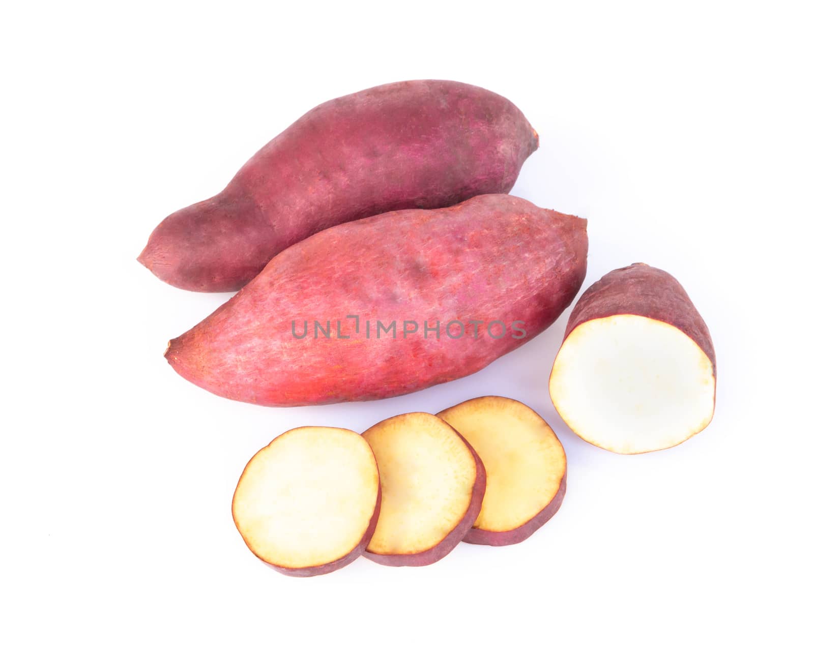 Raw sweet potato isolated on white background, healthy food conc by pt.pongsak@gmail.com