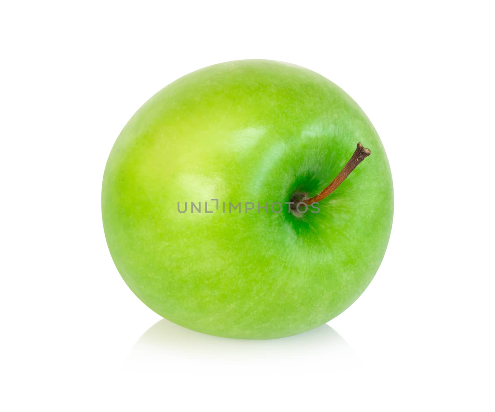 Closeup green apple with slice isolated on white background, fruit for healthy diet concept