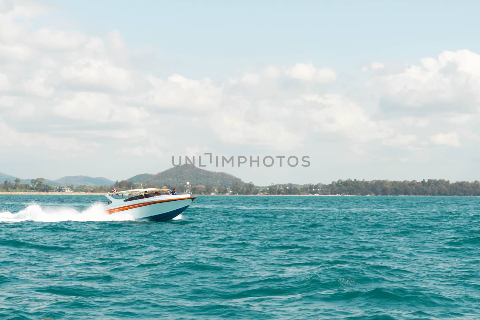 Beautiful sea with boat and blue sky, Summer and relax time conc by pt.pongsak@gmail.com