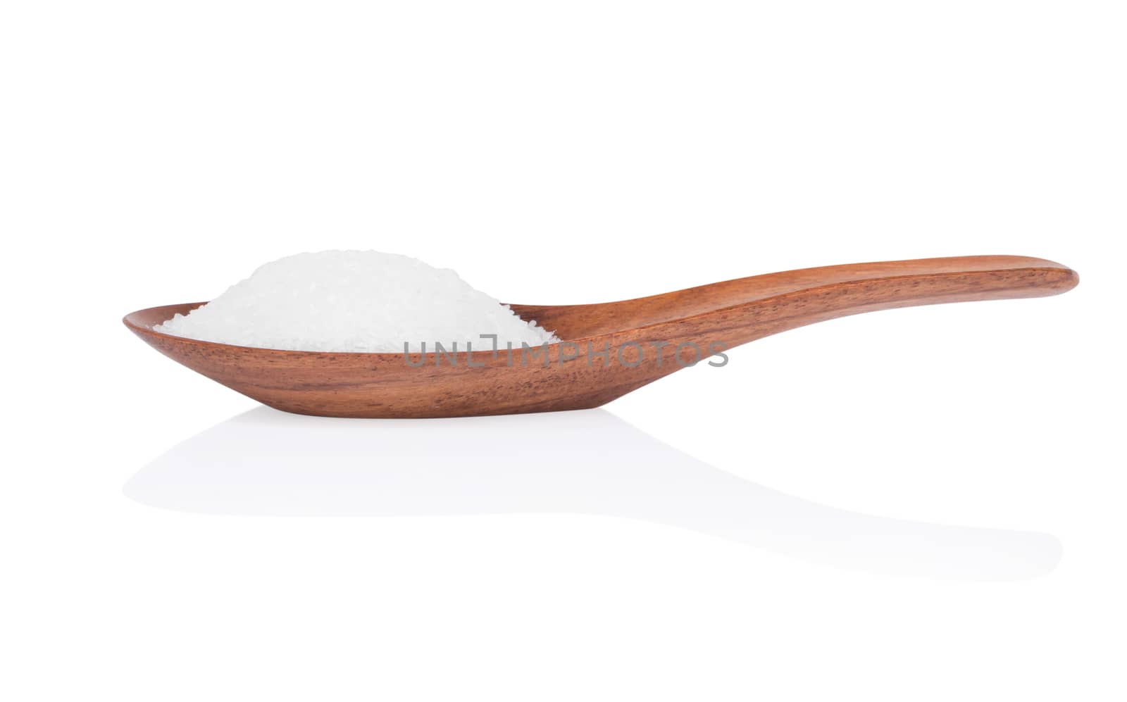 Monosodium glutamate in wood spoon on white background, food ing by pt.pongsak@gmail.com