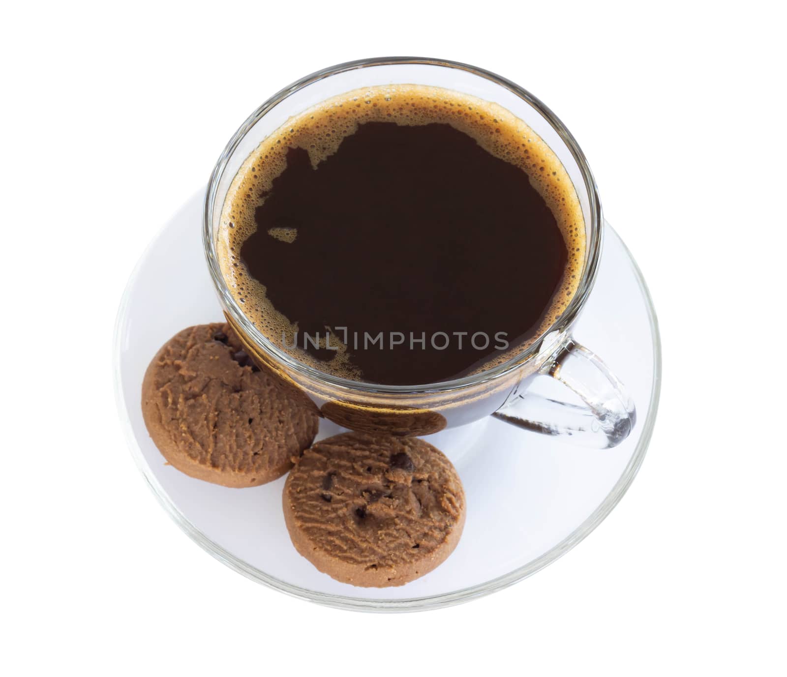 Closeup glass of americano hot coffee isolated on white backgrou by pt.pongsak@gmail.com