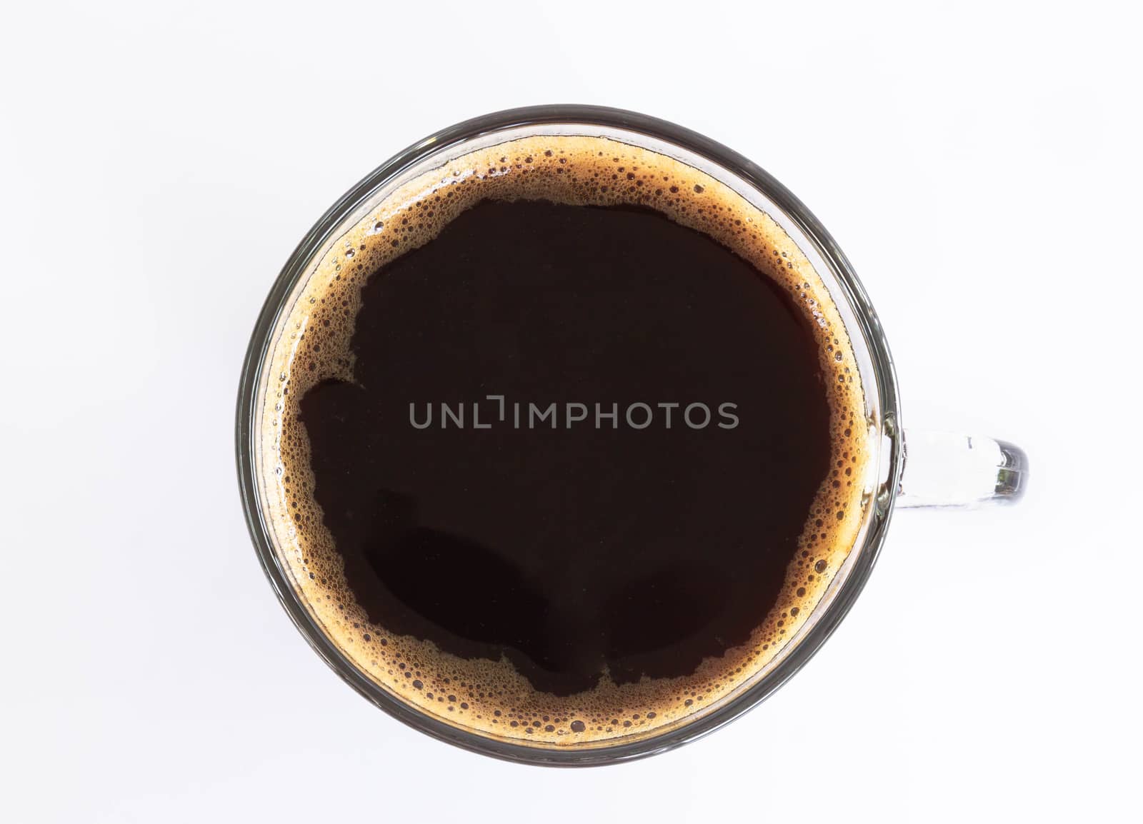 Closeup americano coffee on white background 