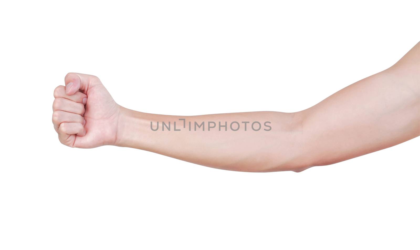 Man arm with blood veins on white background, health care and medical concept