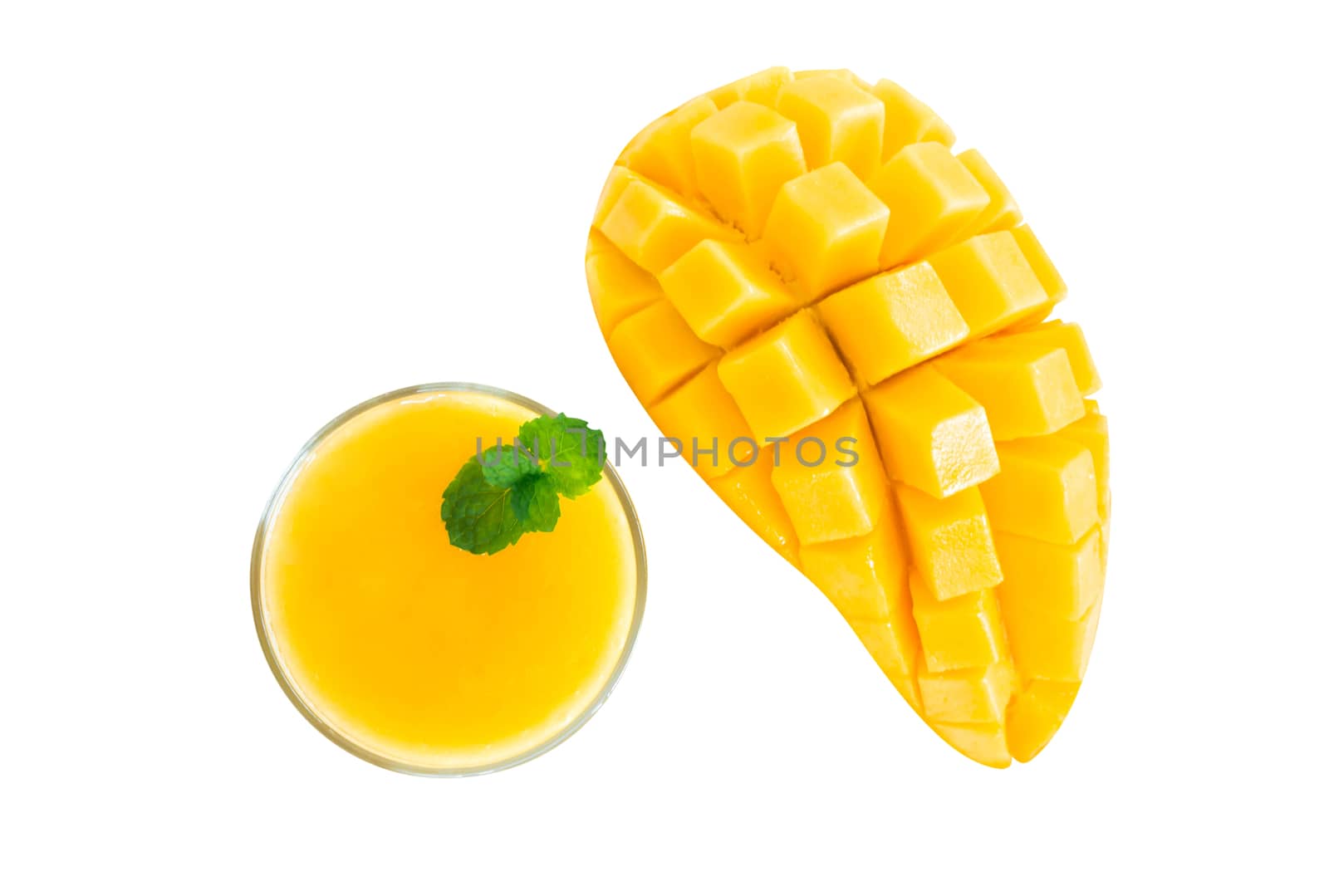 Closeup ripe mango tropical fruit with slice isolated on white b by pt.pongsak@gmail.com