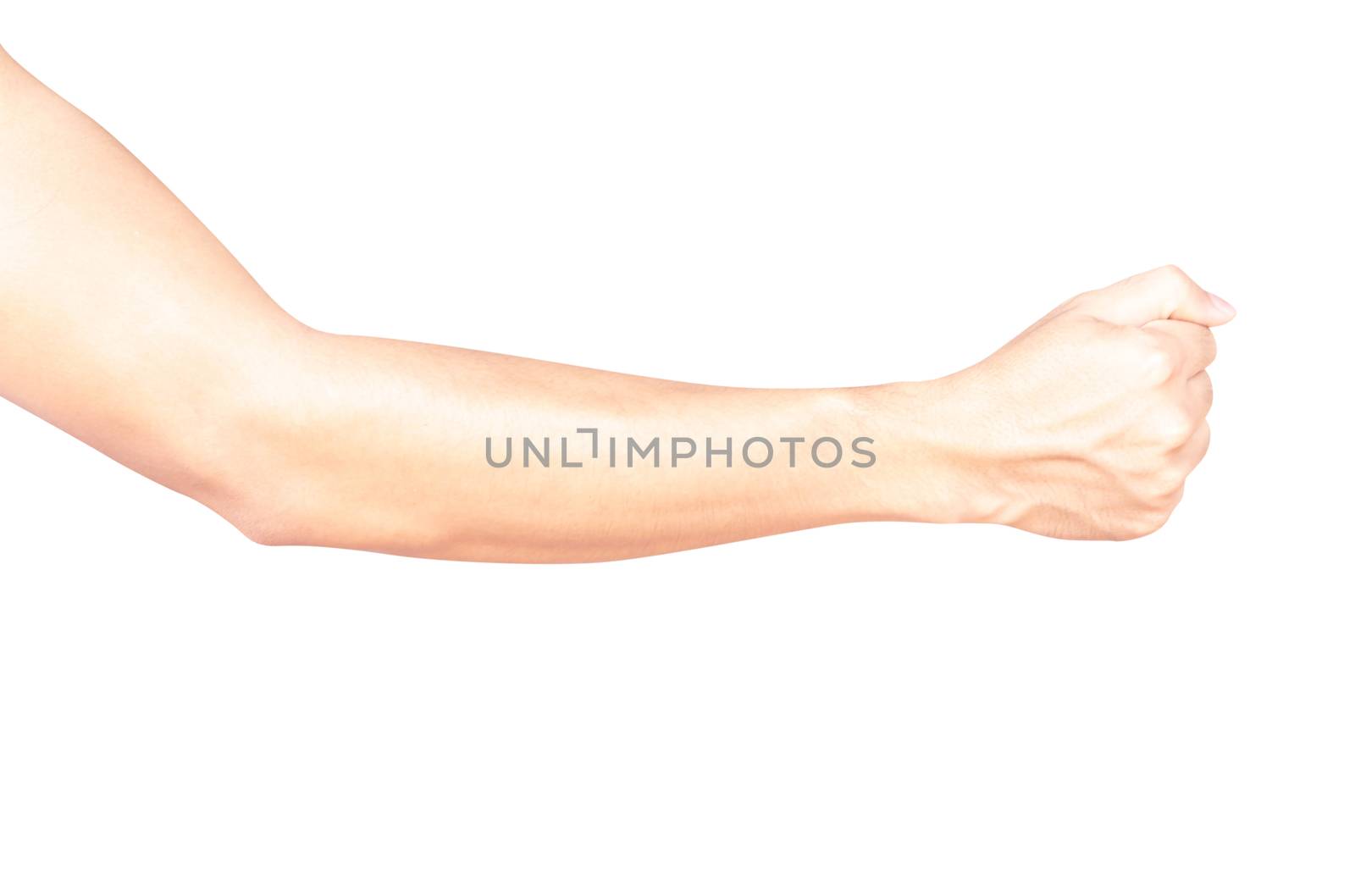 Man arm with blood veins on white background, health care and medical concept