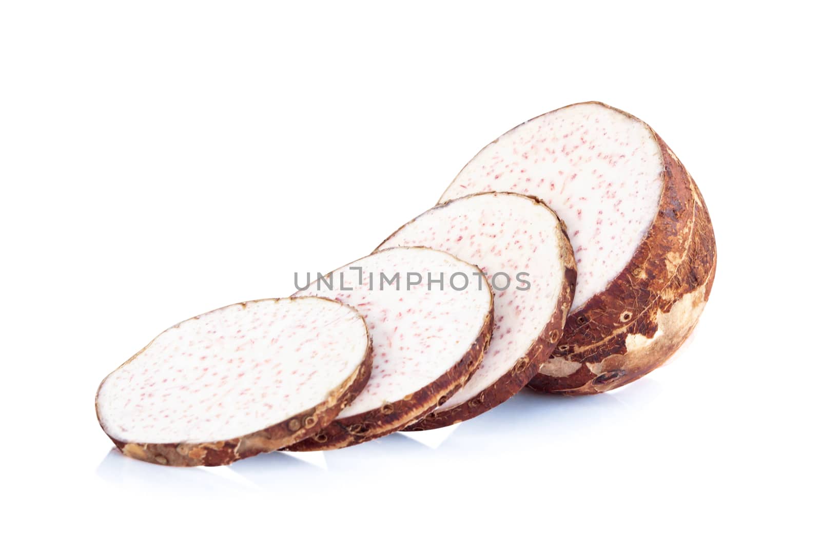 Taro root with sliced isolated on white background by pt.pongsak@gmail.com