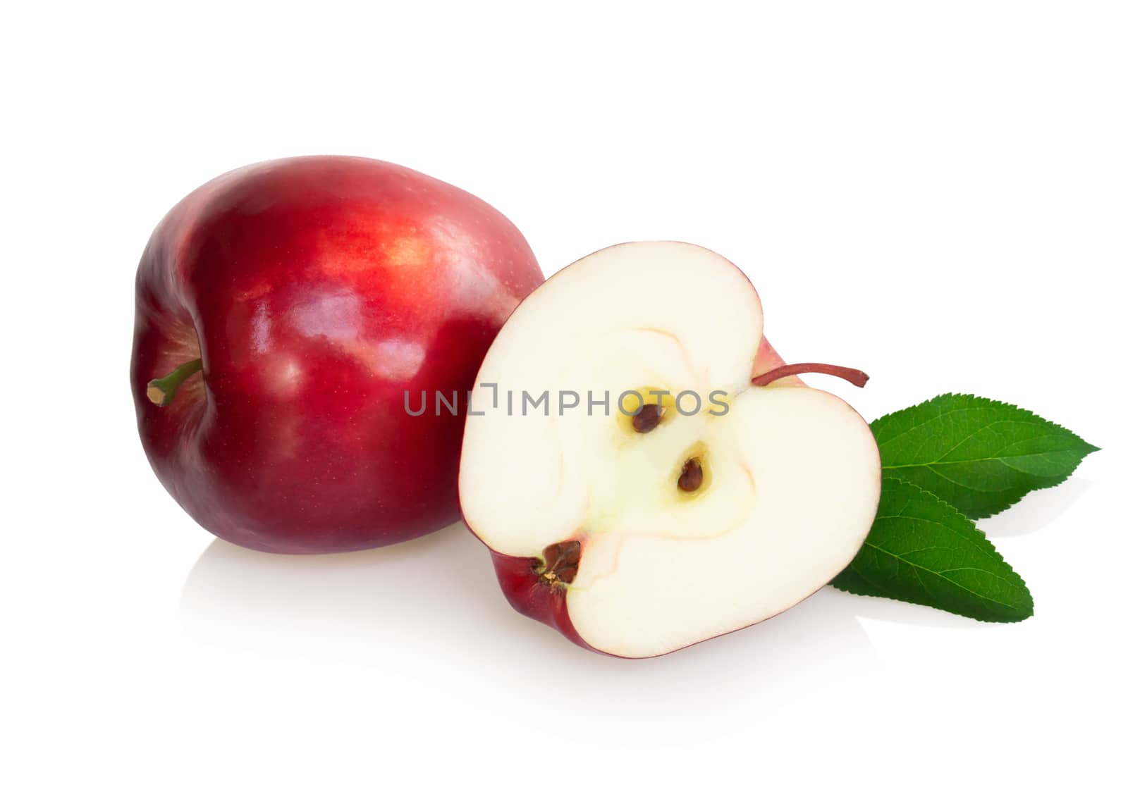 Fresh red apple fruit with slice isolated on white background, H by pt.pongsak@gmail.com