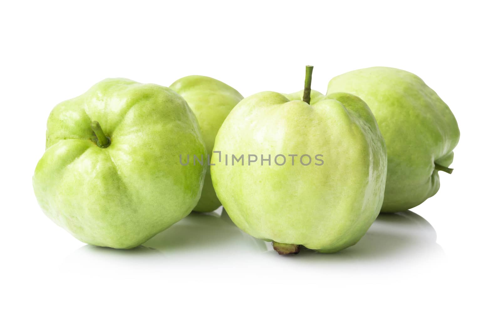 Closeup top view fresh guava fruit isolated on white background, by pt.pongsak@gmail.com