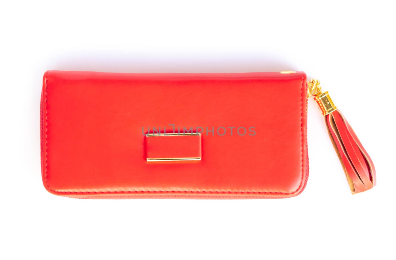 Closeup modern red woman wallet fashion on white background  by pt.pongsak@gmail.com