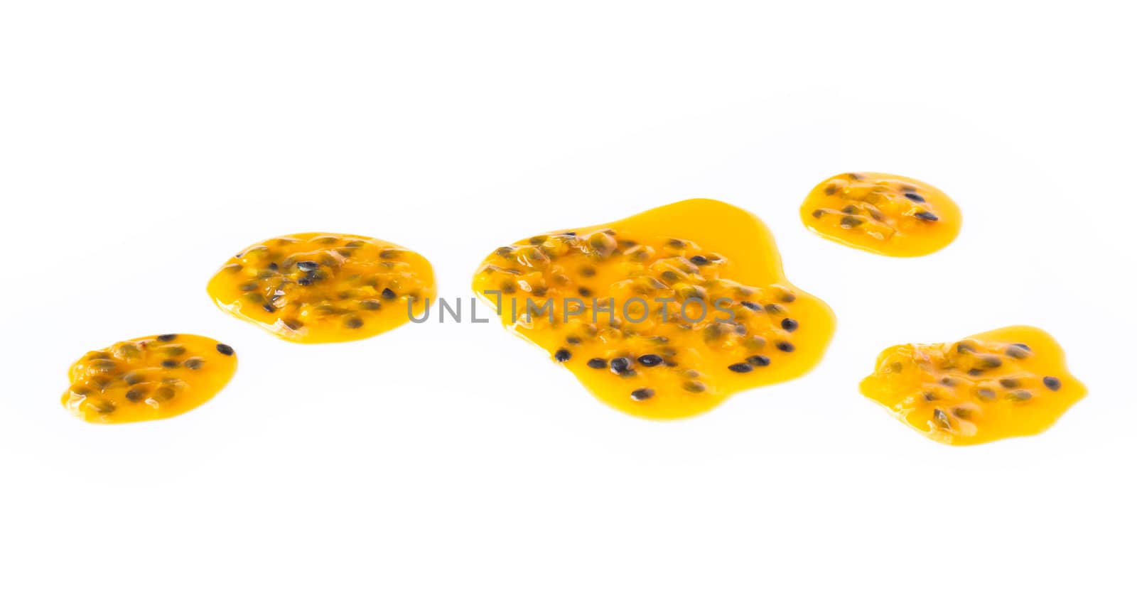 Closeup top view passion fruit seed on white background, fruit f by pt.pongsak@gmail.com