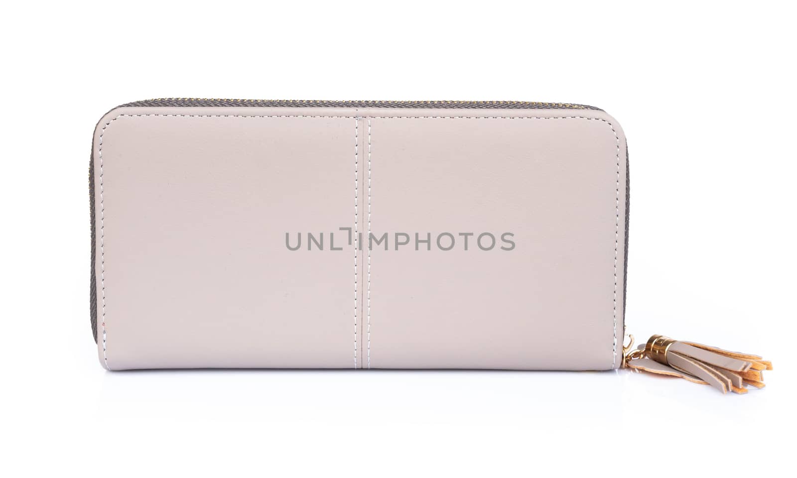 Closeup modern grey woman wallet fashion on white background  by pt.pongsak@gmail.com