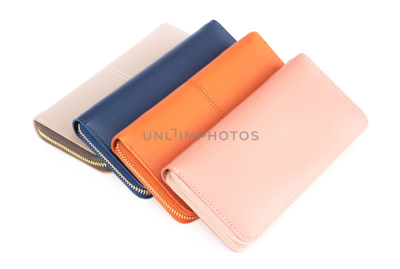 Closeup modern woman wallet fashion on white background by pt.pongsak@gmail.com