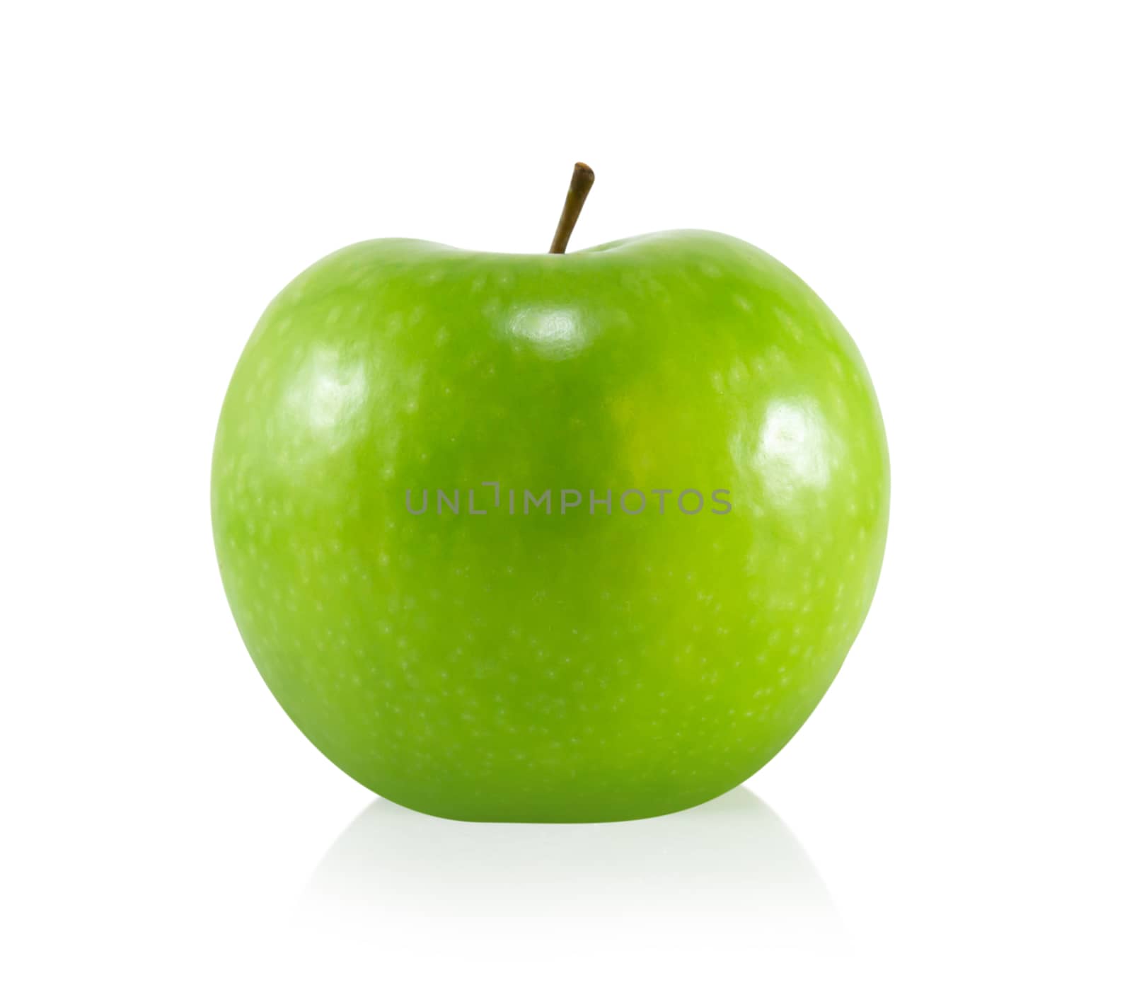 Closeup green apple with slice isolated on white background, fruit for healthy diet concept