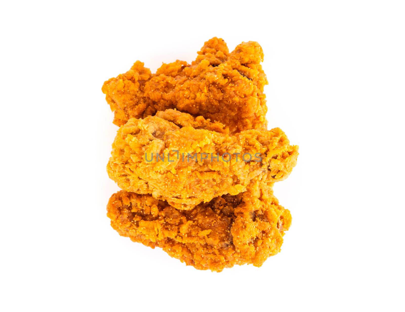 Close up fried chicken legs isolated on white back ground