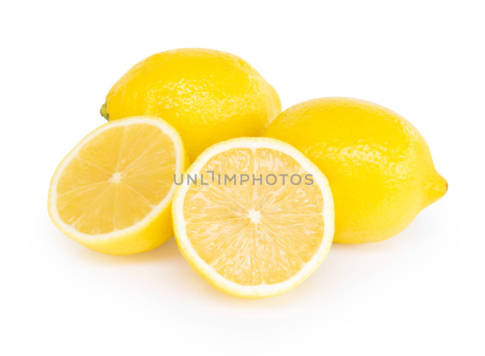 Closeup fresh lemon fruit slice isolated on white background, fo by pt.pongsak@gmail.com