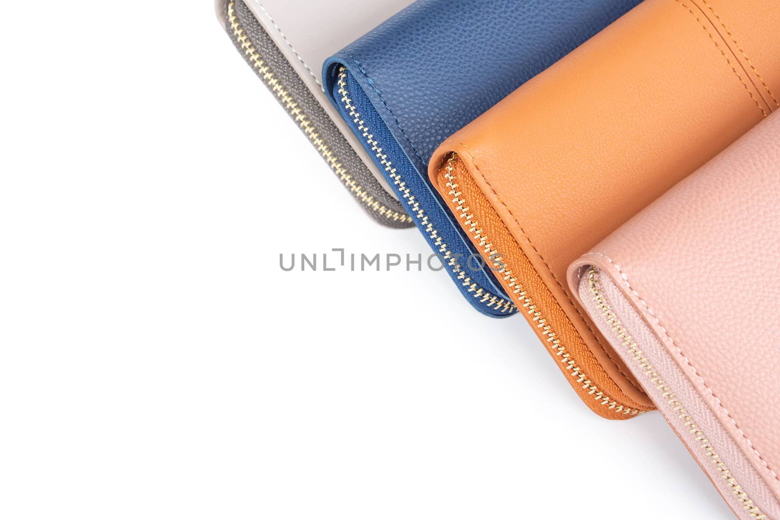 Closeup modern  woman wallet fashion on white background with co by pt.pongsak@gmail.com