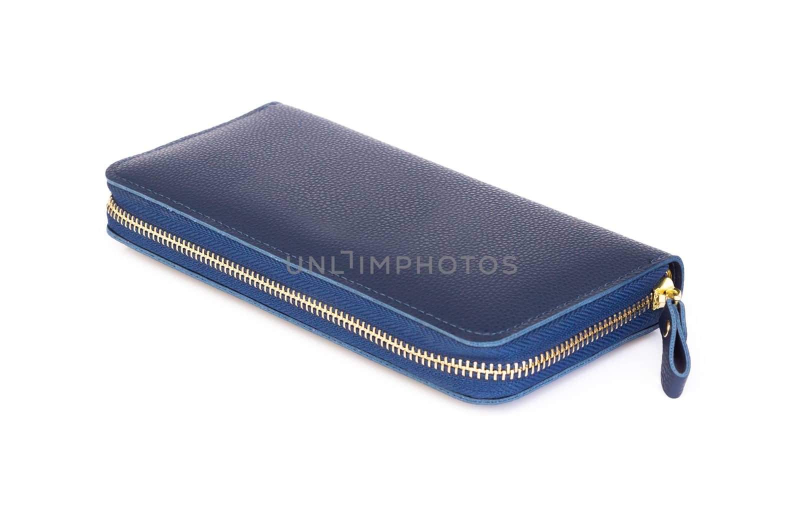 Closeup modern blue woman wallet fashion on white background by pt.pongsak@gmail.com