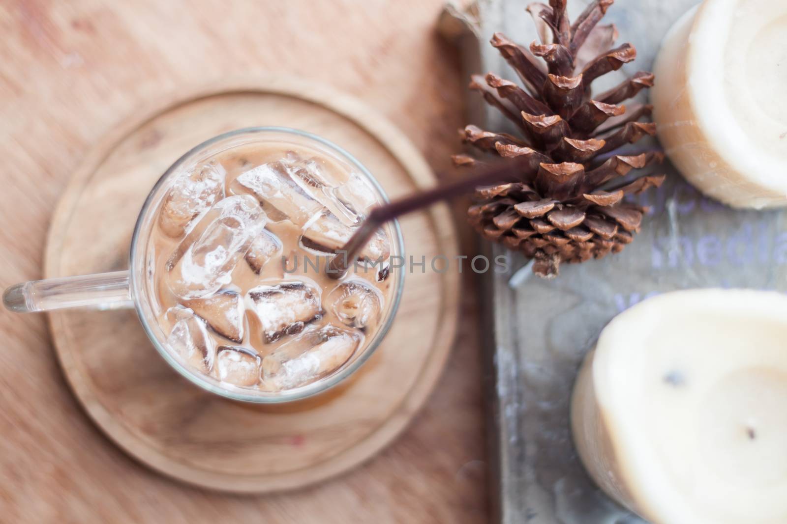 Iced coffee in coffee shop by punsayaporn