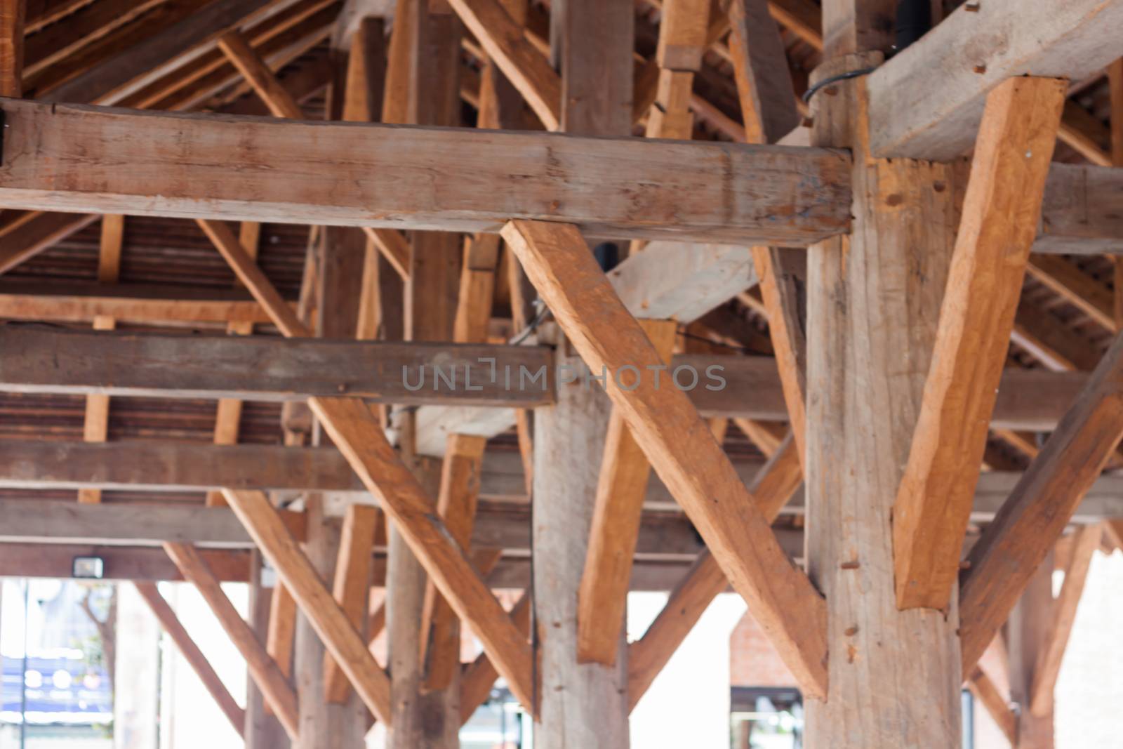 Construction of Vintage wooden roof by punsayaporn