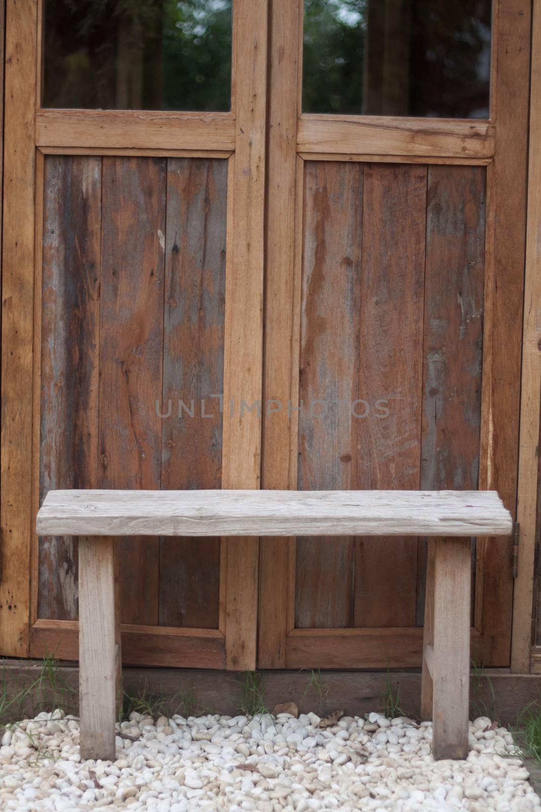 Wooden bench in the park, stock photo