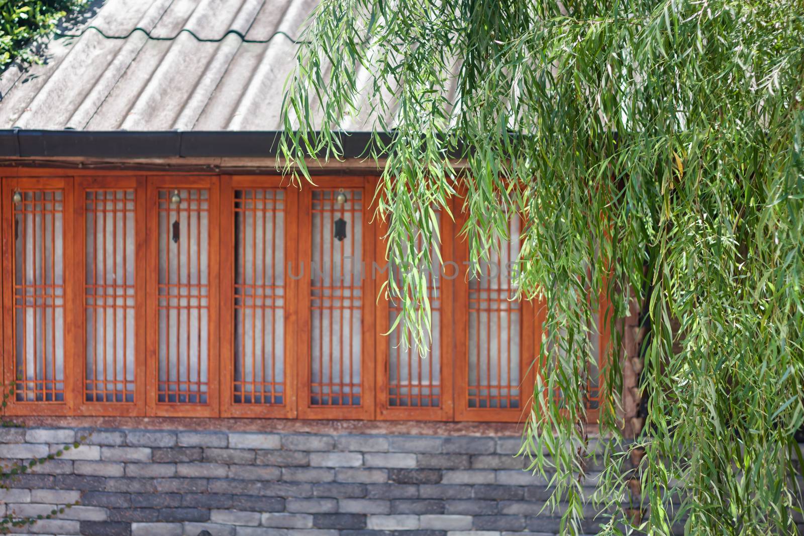 Chinese house style in garden by punsayaporn