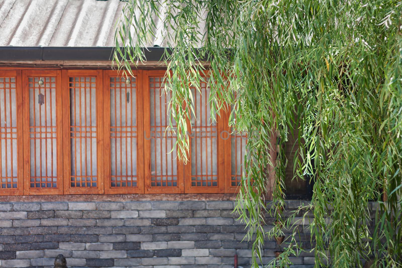 Chinese house style in garden by punsayaporn