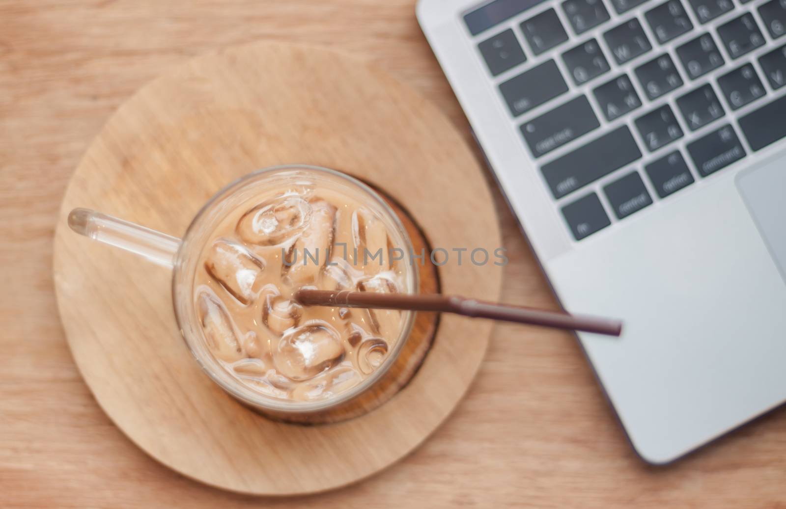 Iced coffee in coffee shop by punsayaporn