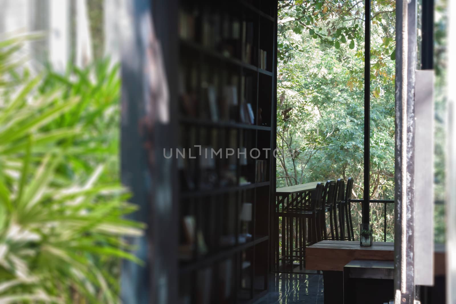 Garden decorated in coffee shop, stock photo