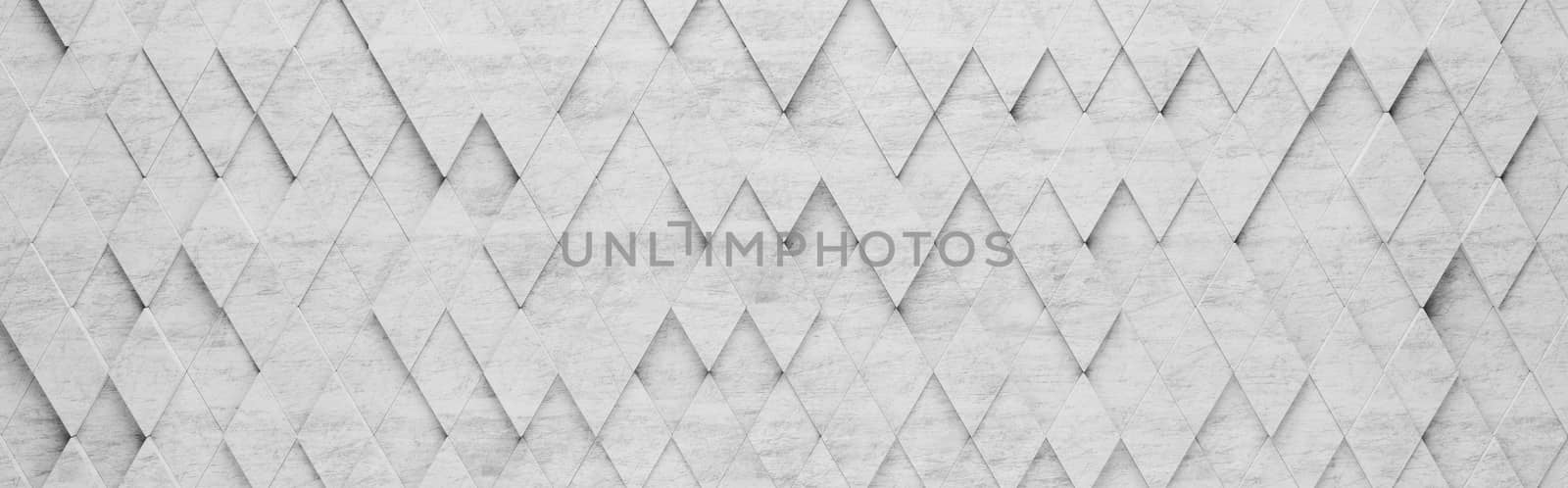 Wall of Gray Rhombus Tiles Arranged in Random Height 3D Pattern Background Illustration