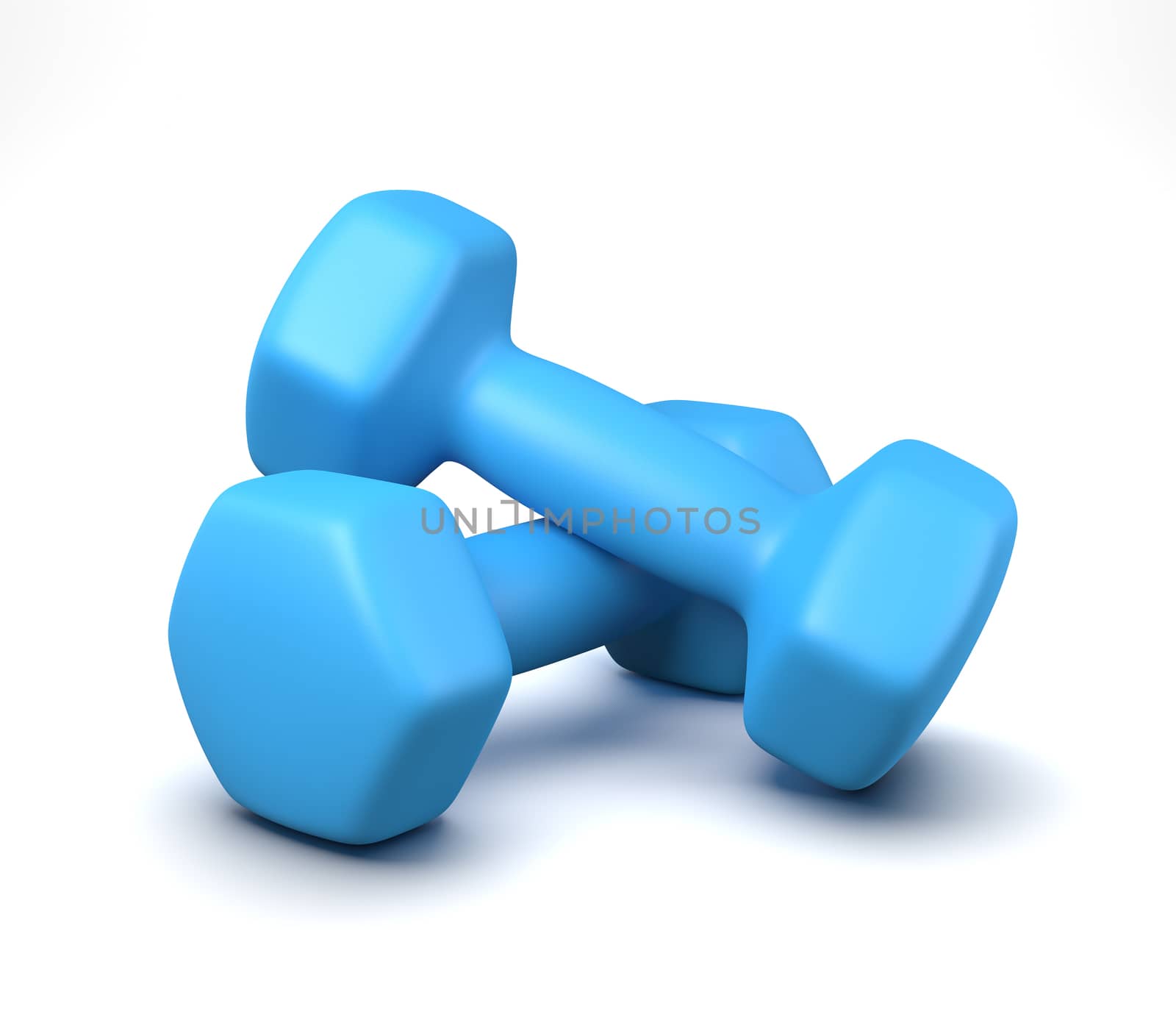 A Pair of Blue Gym Weights Isolated on White Background 3D Illustration