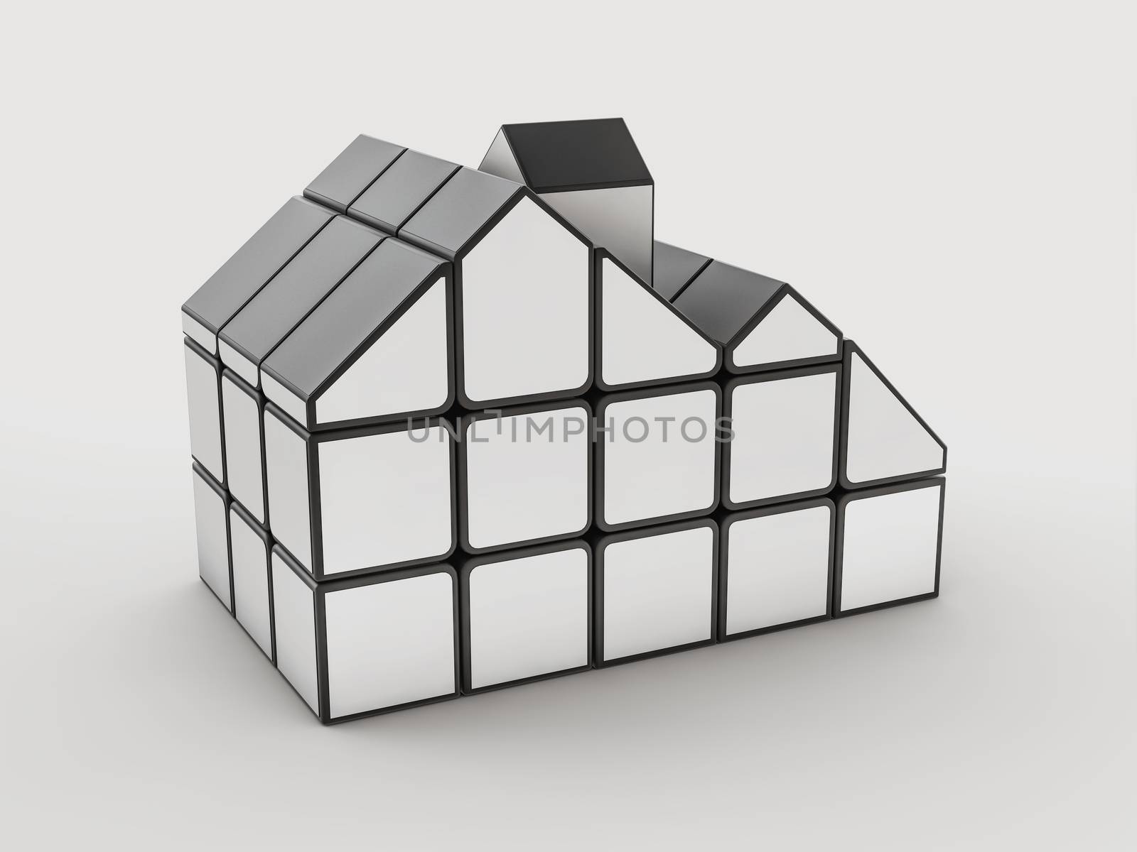 3d rendering of cube in the form of a house, Ideas for real estate.