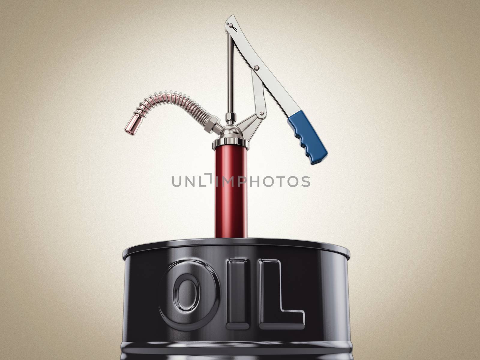 3d Rendering of Hand lever action barrel pump for oil fuel transfer by tussik
