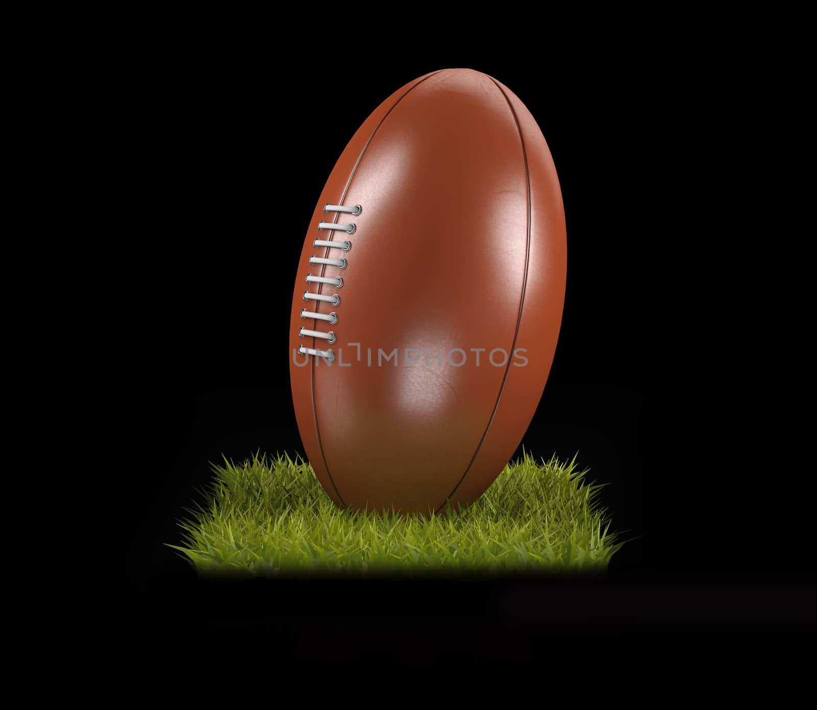 3D Rendering of a Rugby Ball on the grass.