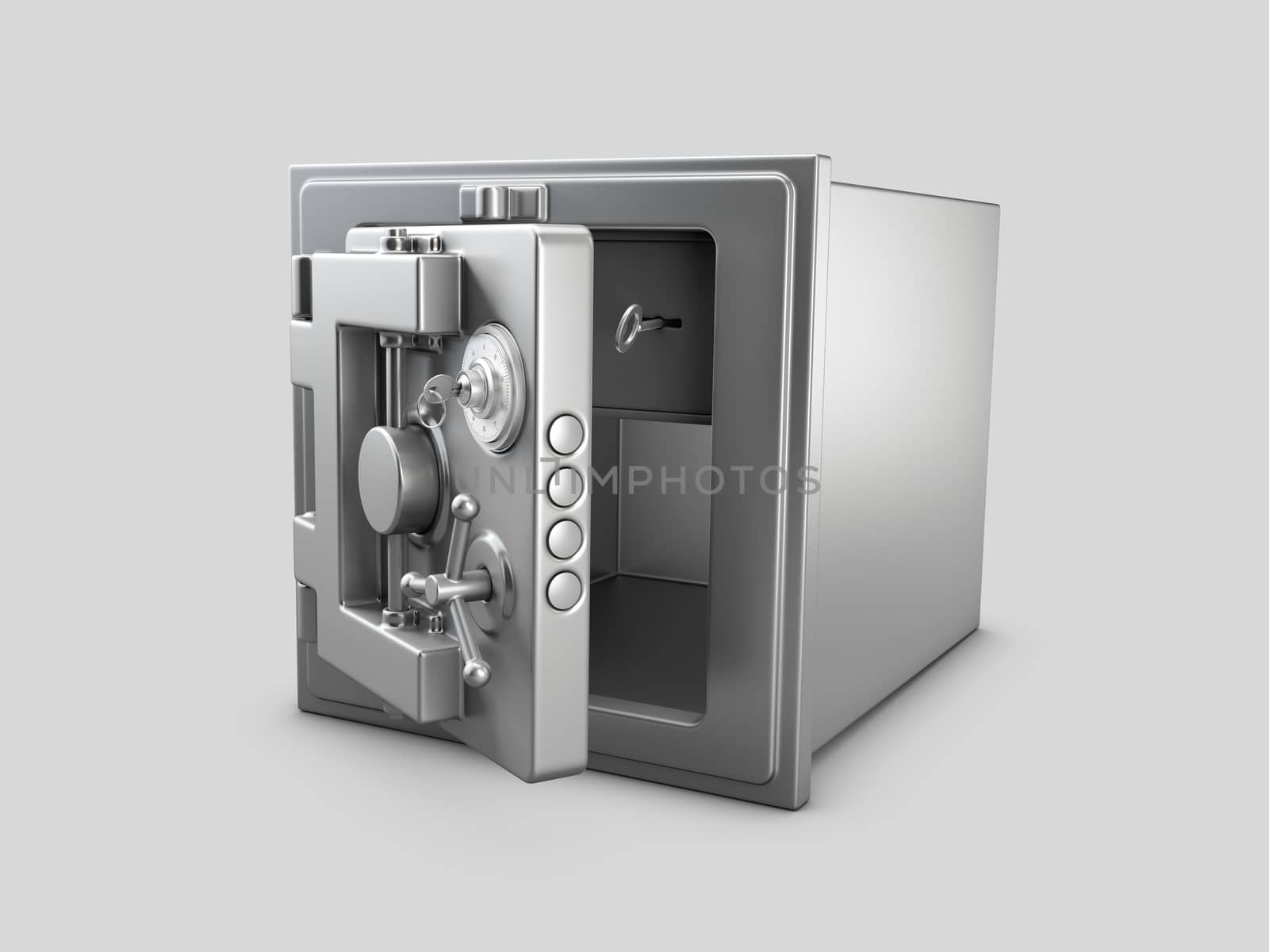 3d Rendering of Security metal safe with empty space inside by tussik