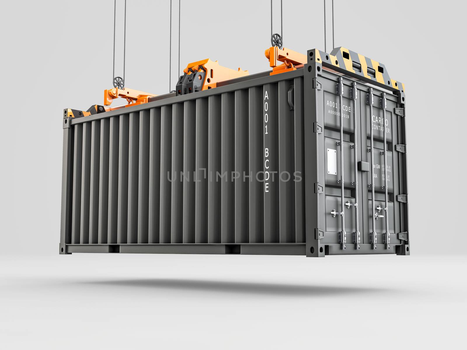 3d Rendering of Container loading with industrial crane. Industry and Transportation concept. Clipping path included.