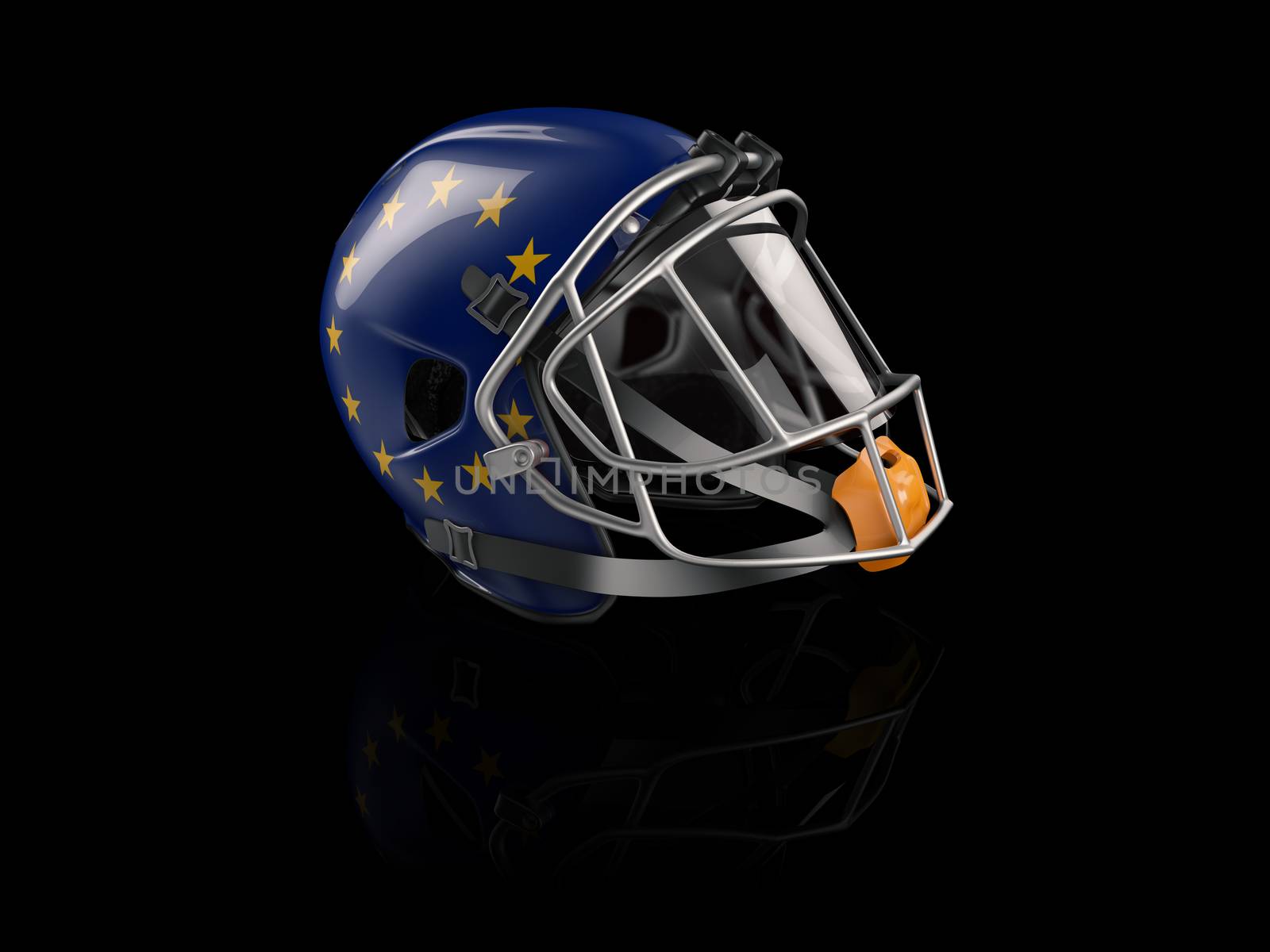 3d Rendering of Rugby helmet with EU flag for web and mobile design by tussik