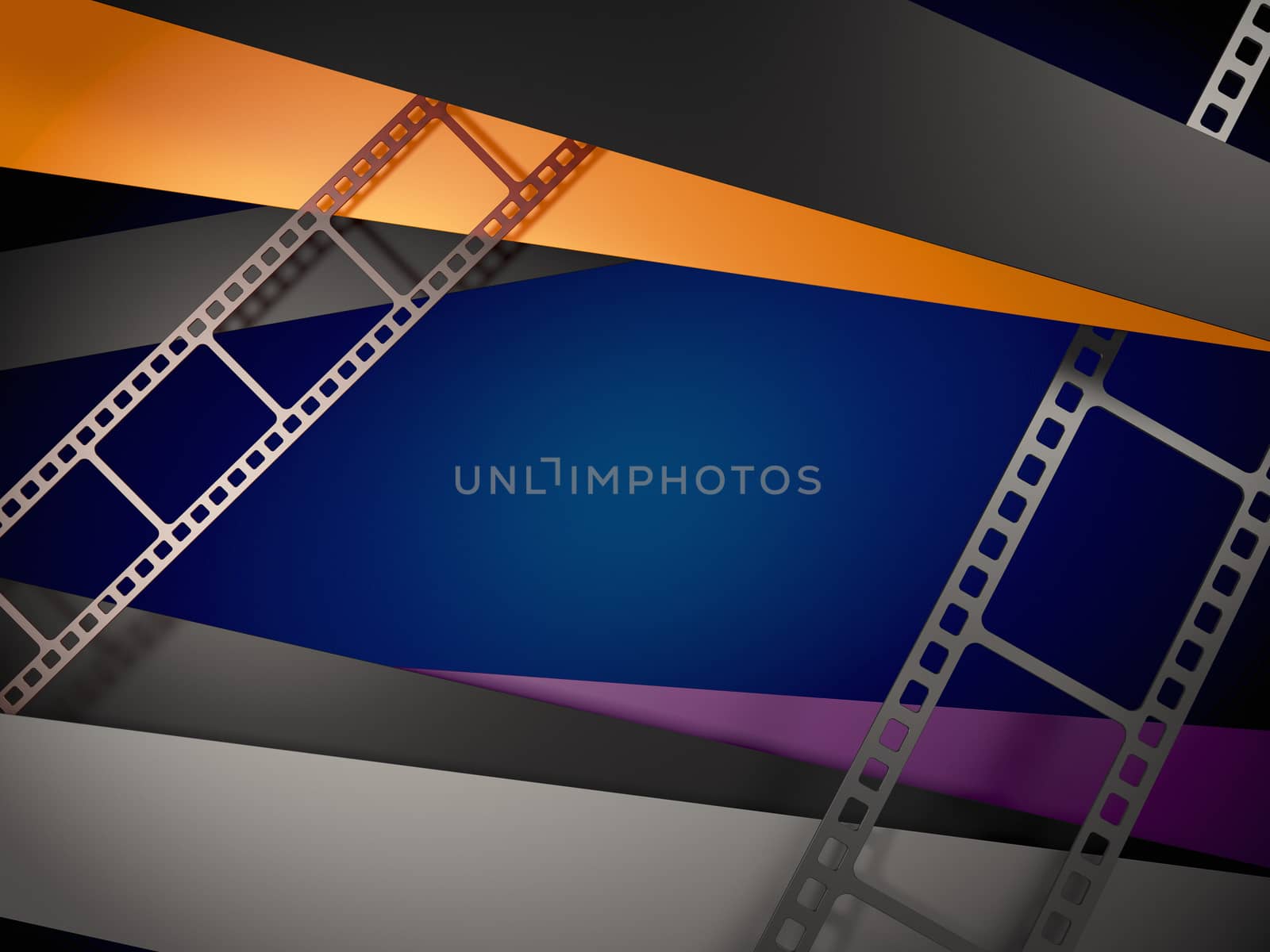 3d Rendering of film reel stripe on abstract background by tussik