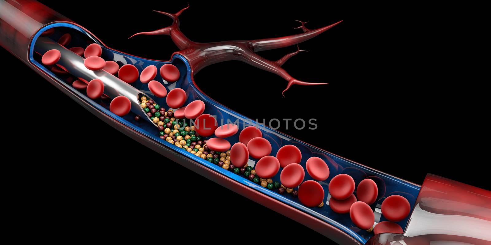 3d Illustration of syringe with vitamine and red blood cells by tussik