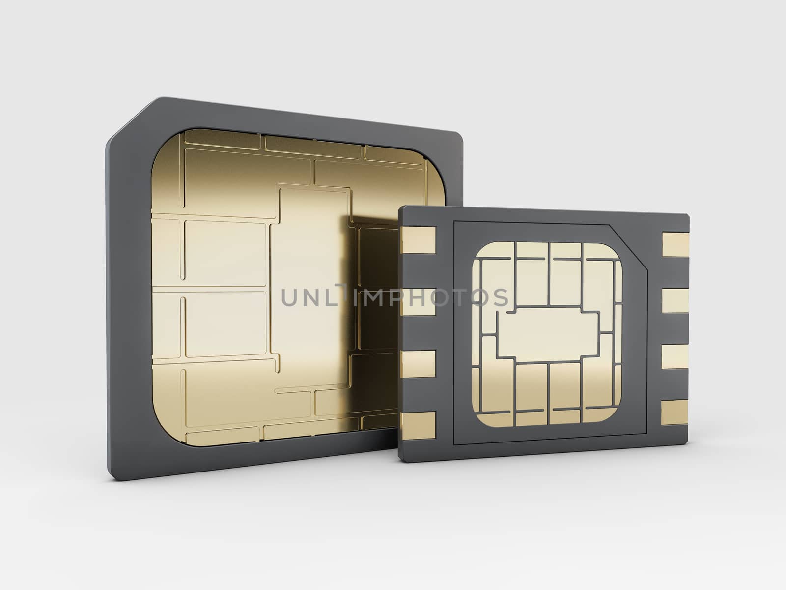 3d rendering of Sim card, micro - sim card, clipping path included by tussik