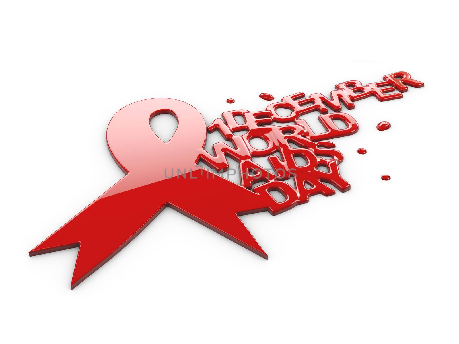 Aids Awareness Red Ribbon. World Aids Day concept. 3d Illustration by tussik