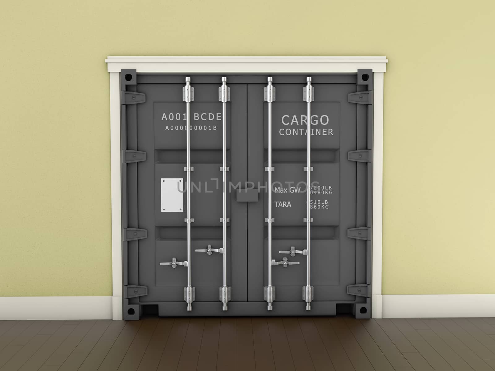 3d Illustration of Shipping Container Door.