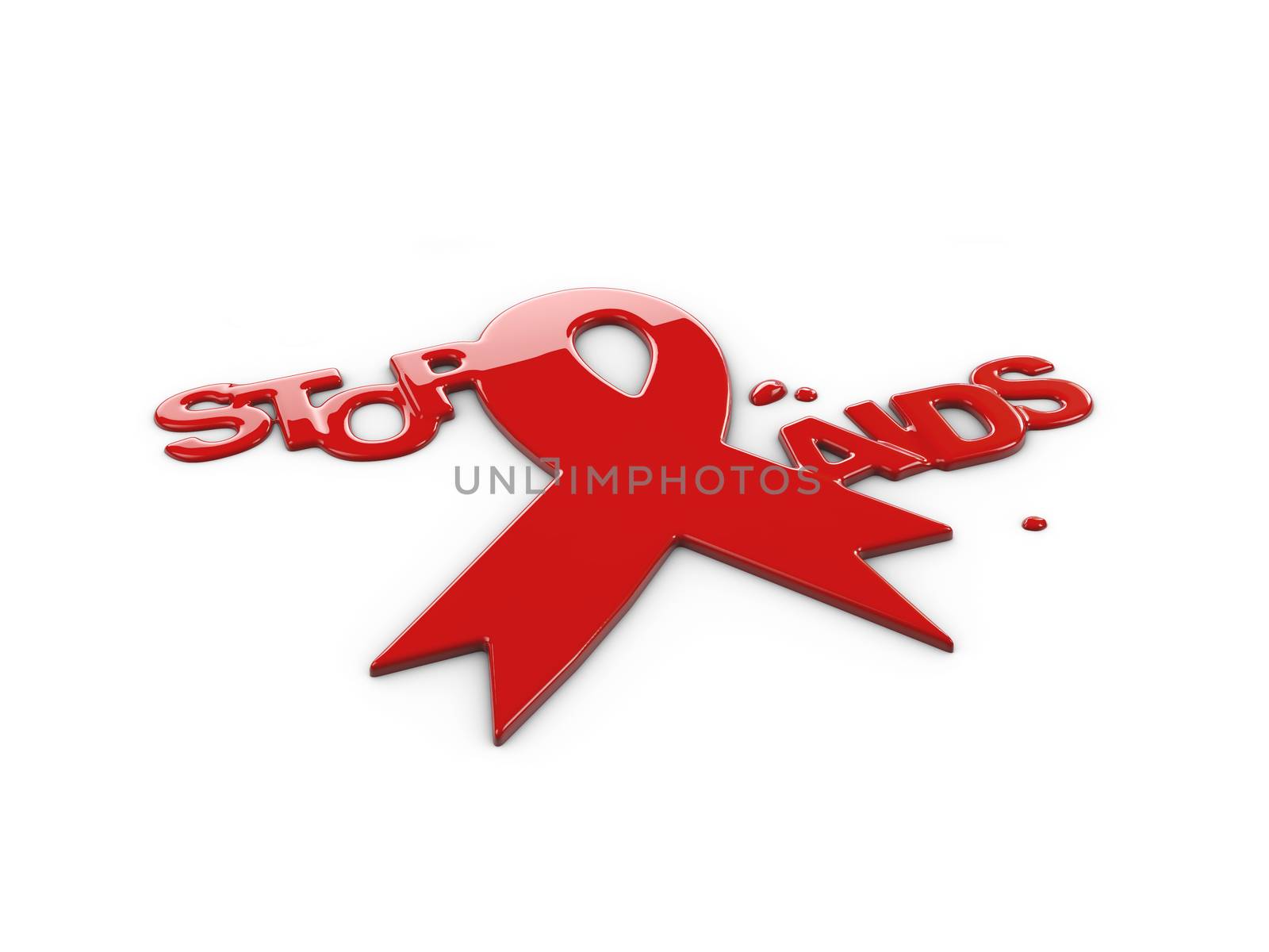 Aids Awareness Red Ribbon. World Aids Day concept. 3d Illustration by tussik