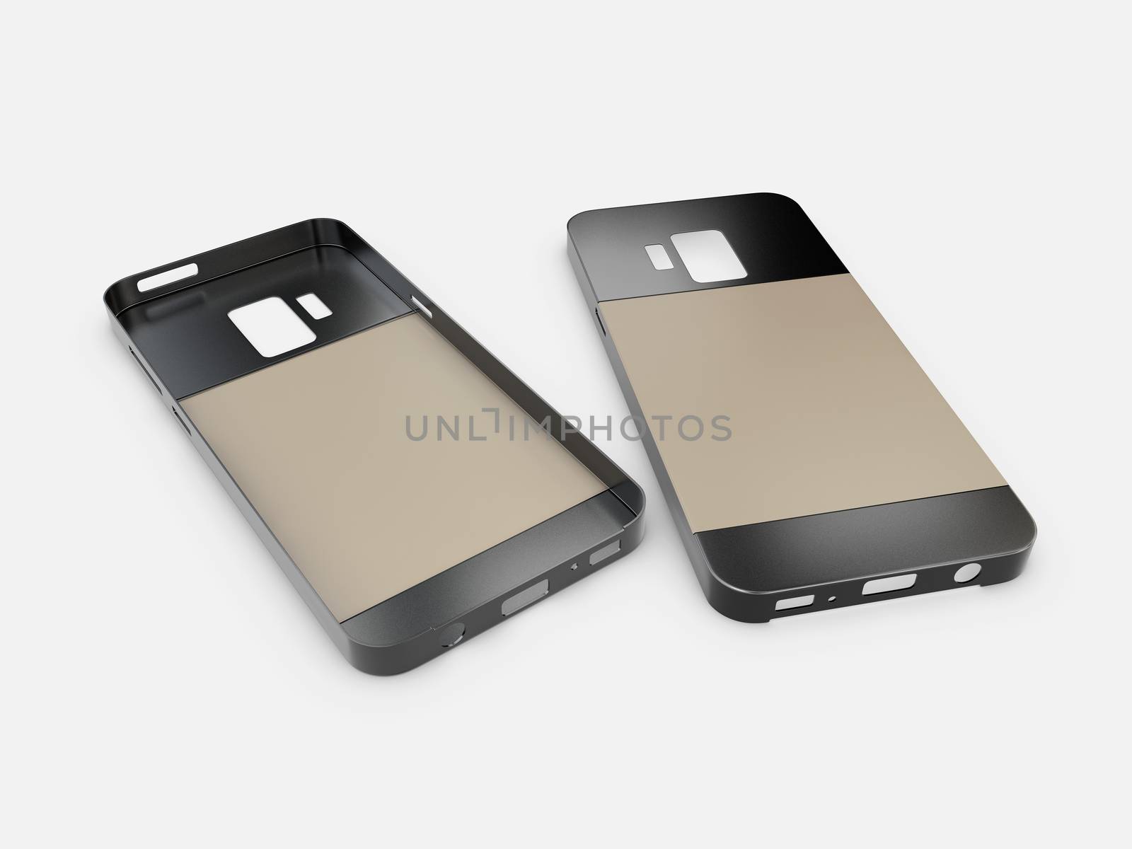 3d Illustration of smartphone back cover on a white background.